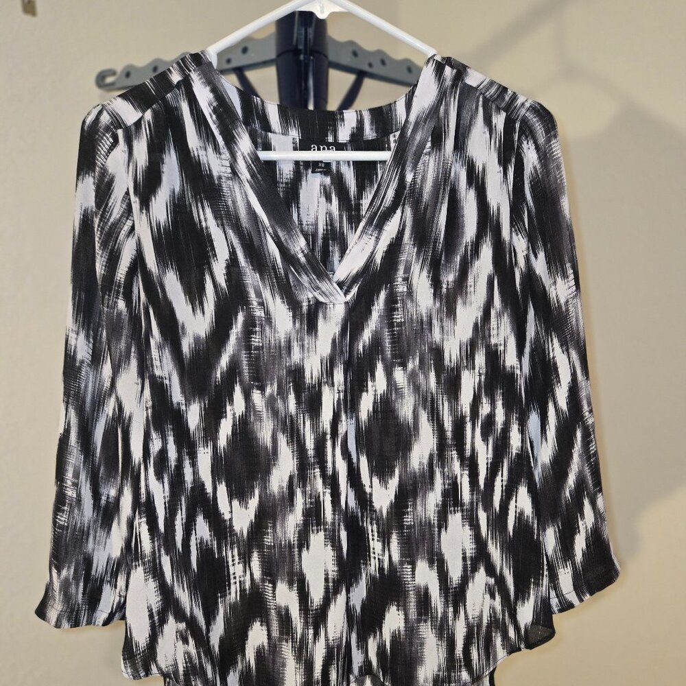 Black and white semi sheer shirt